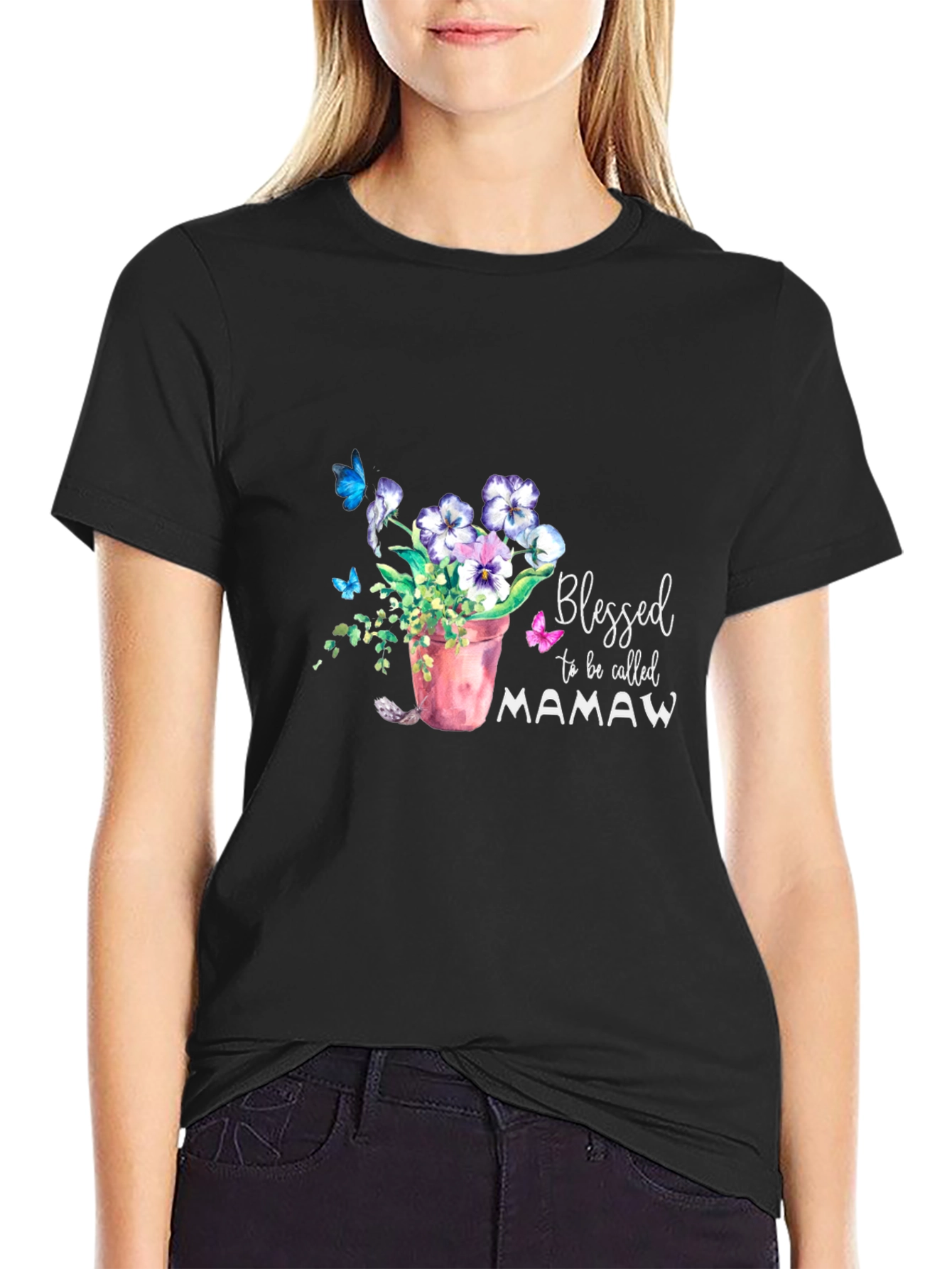 Blessed Mamaw T-Shirt Floral Design