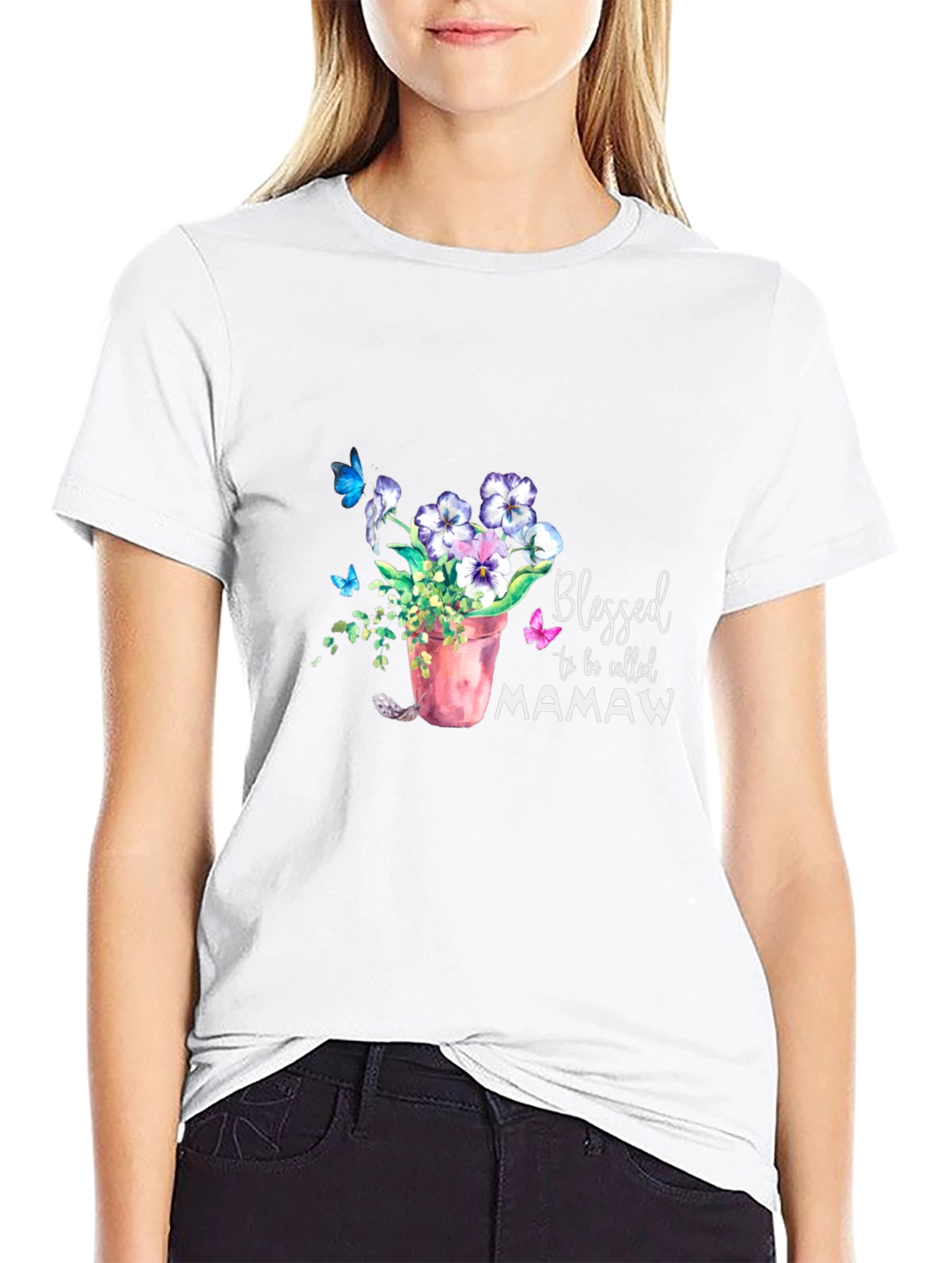 Blessed Mamaw T-Shirt Floral Design