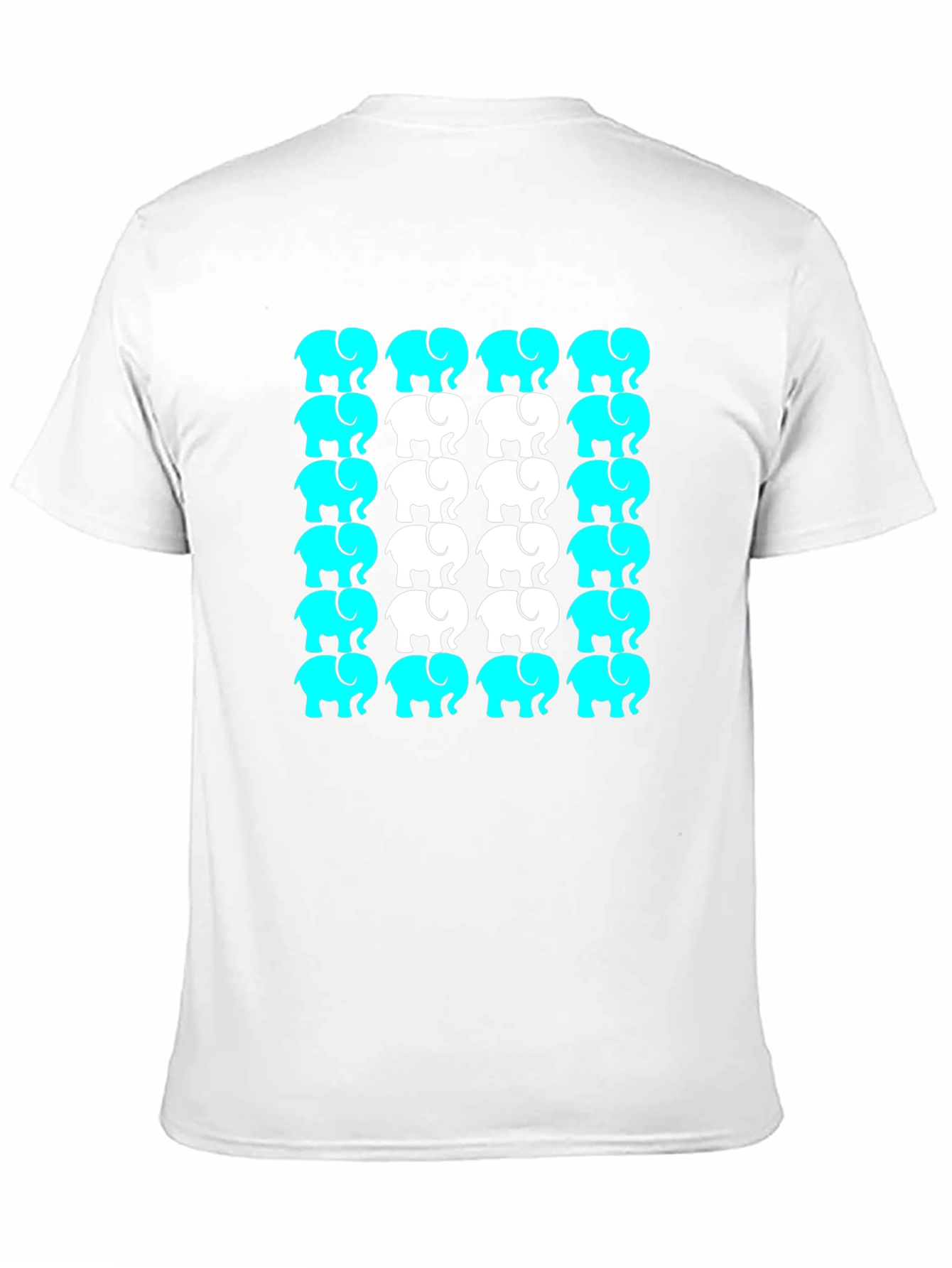 Elephant Print Crew Neck Tee - Black