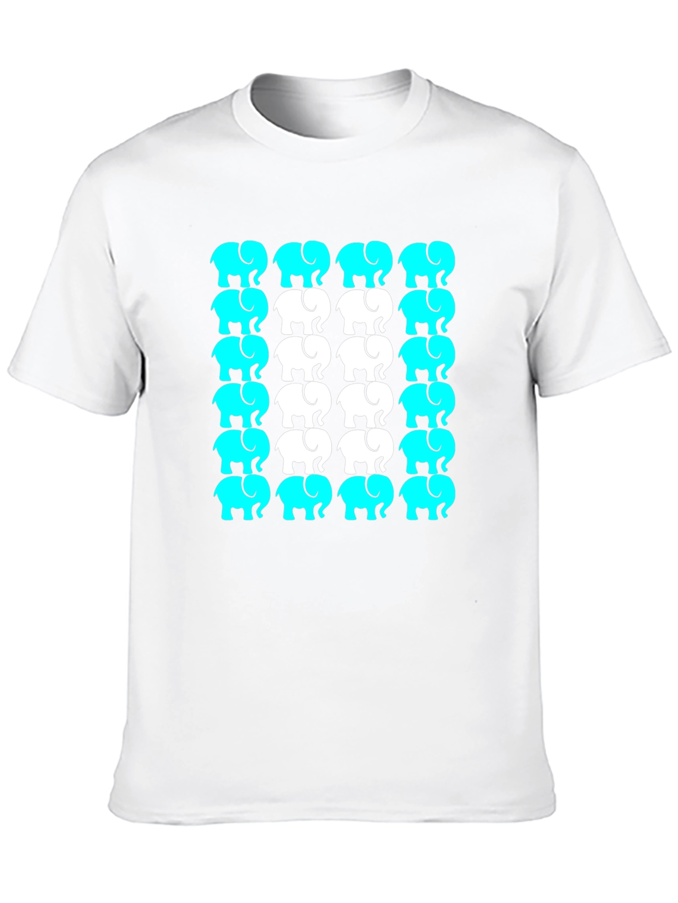Elephant Print Crew Neck Tee - Black