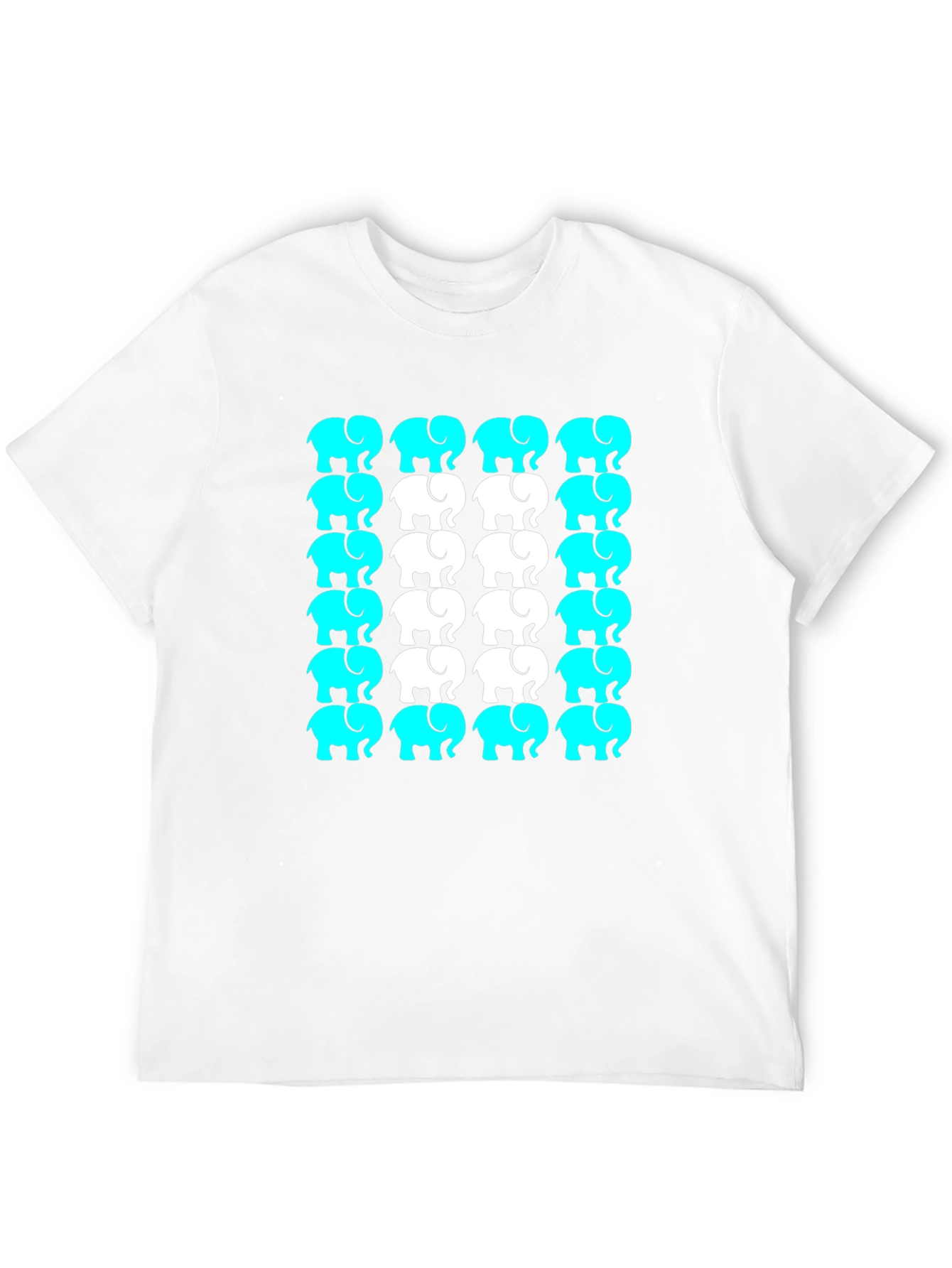 Elephant Print Crew Neck Tee - Black