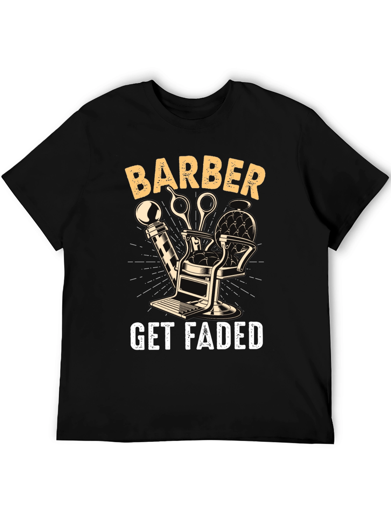 Barber Get Faded Graphic Tee - Black Cotton Blend