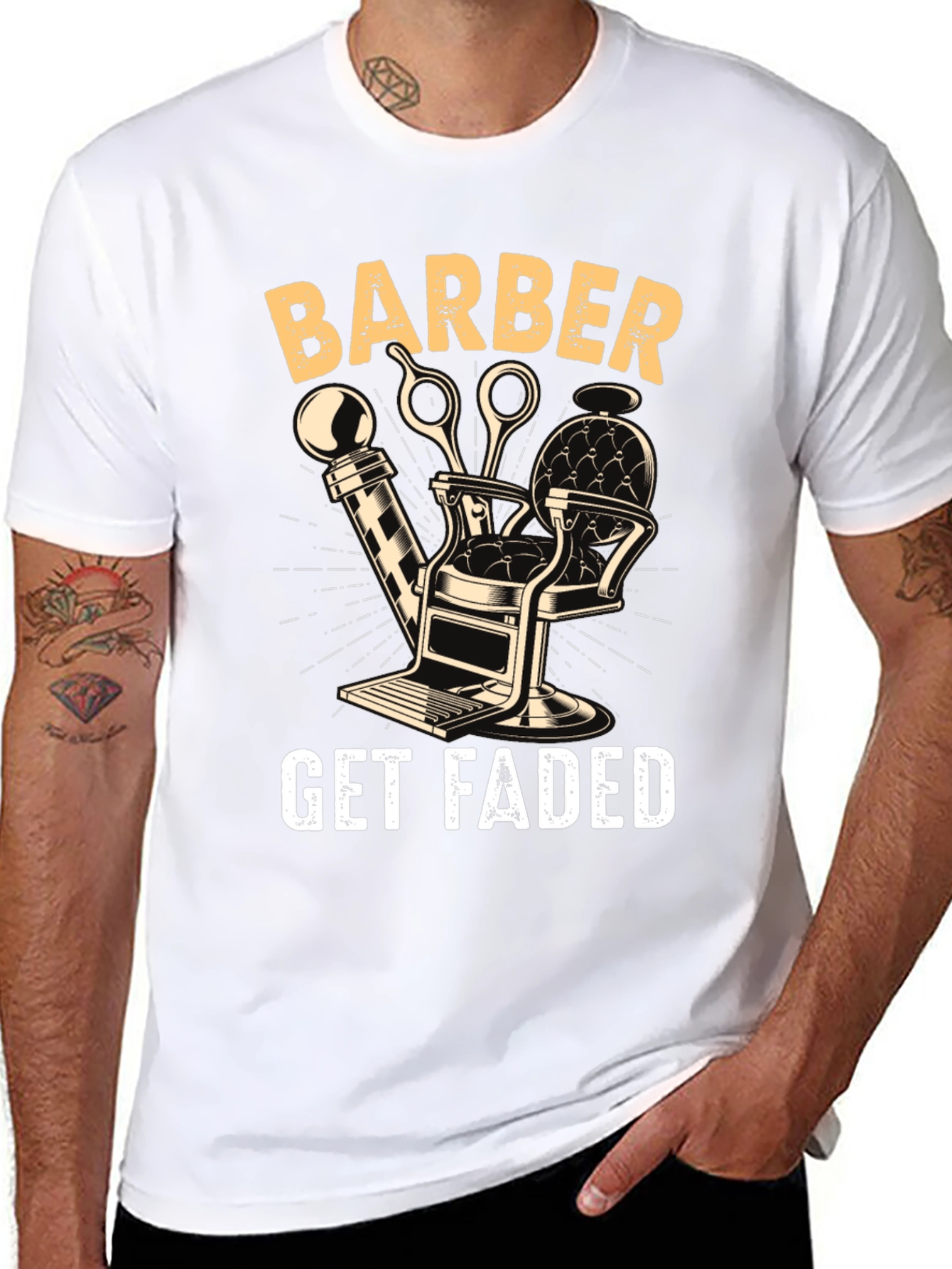 Barber Get Faded Graphic Tee - Black Cotton Blend