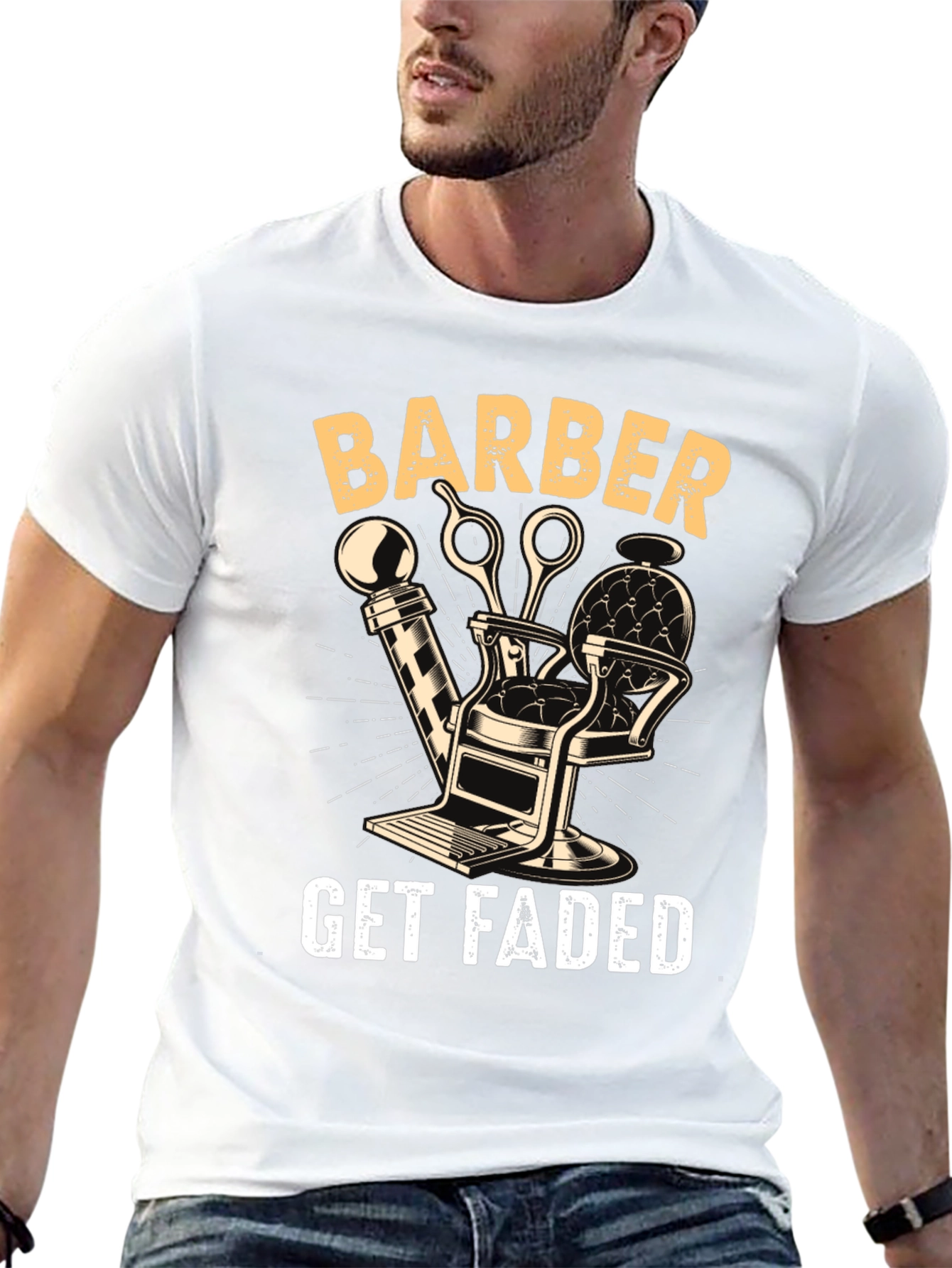 Barber Get Faded Graphic Tee - Black Cotton Blend
