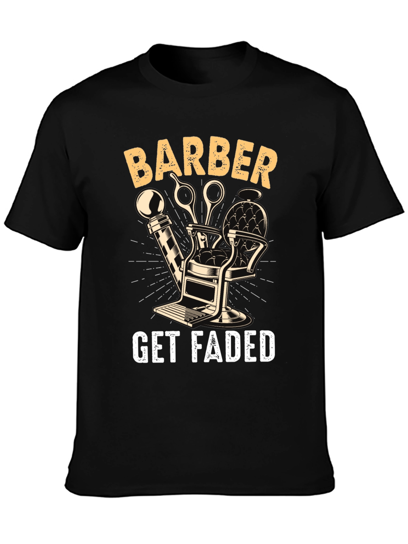 Barber Get Faded Graphic Tee - Black Cotton Blend