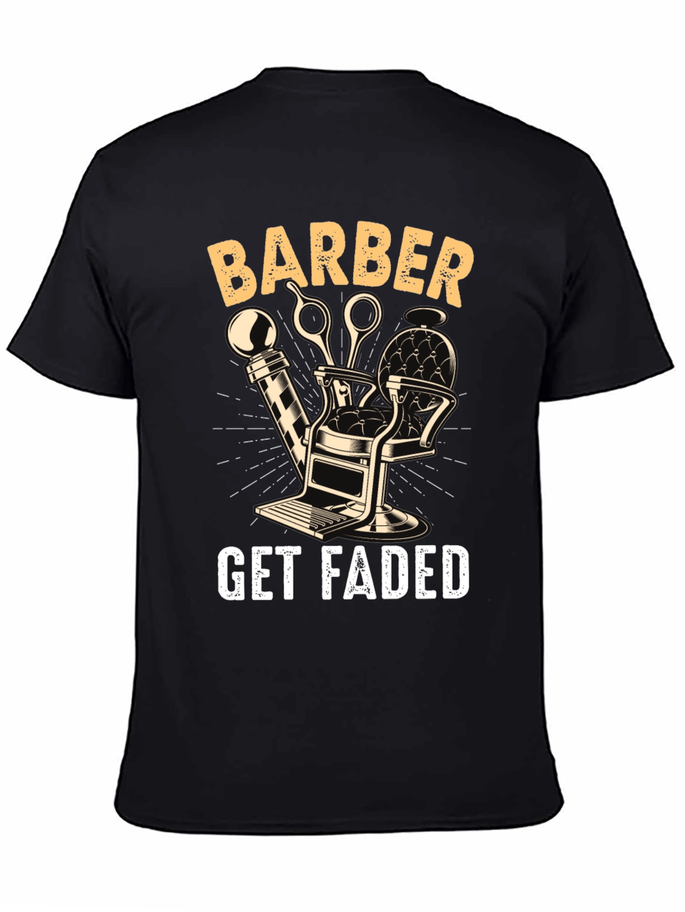 Barber Get Faded Graphic Tee - Black Cotton Blend