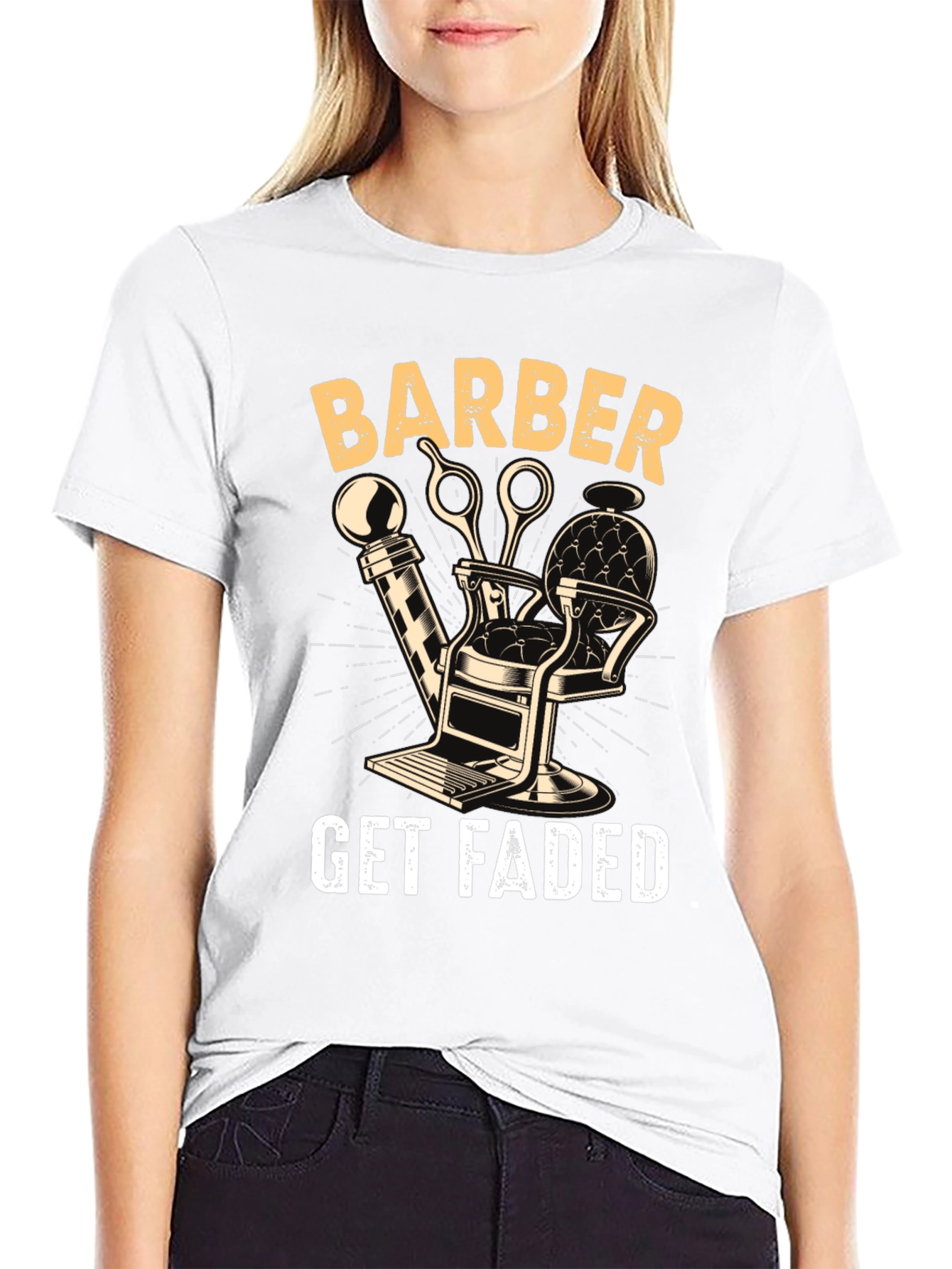 Barber Get Faded Graphic Tee - Black Cotton Blend