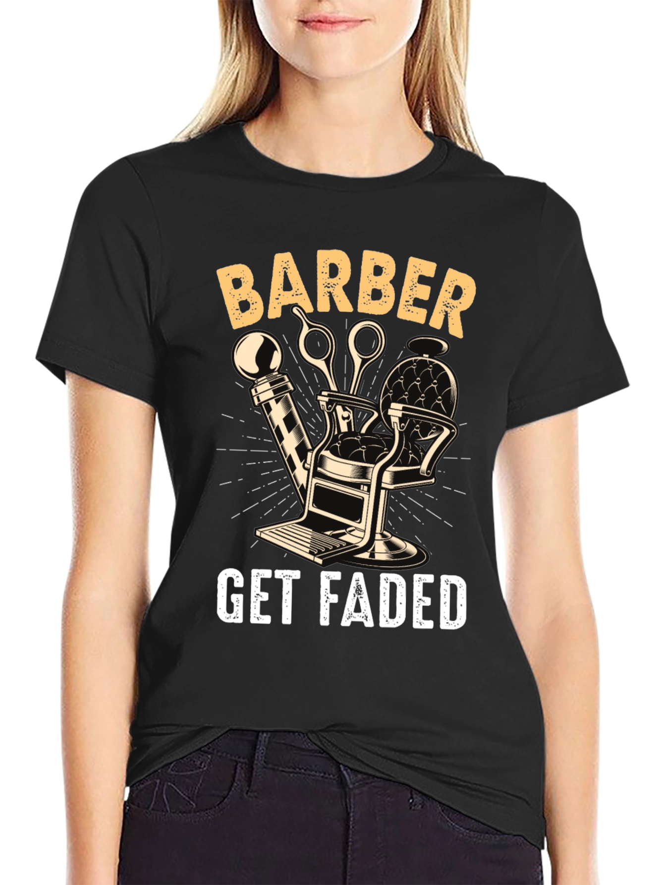 Barber Get Faded Graphic Tee - Black Cotton Blend