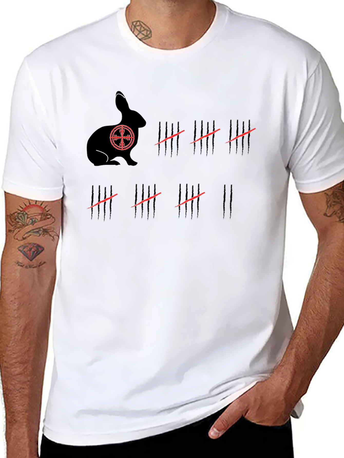 Rabbit Target T-Shirt: Hunters Counting Marks Tee