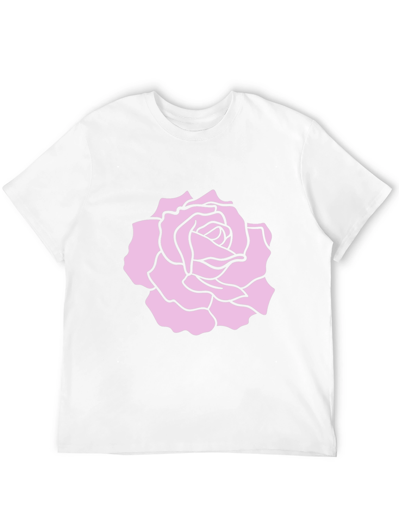 Black T-Shirt with Pink Rose Design