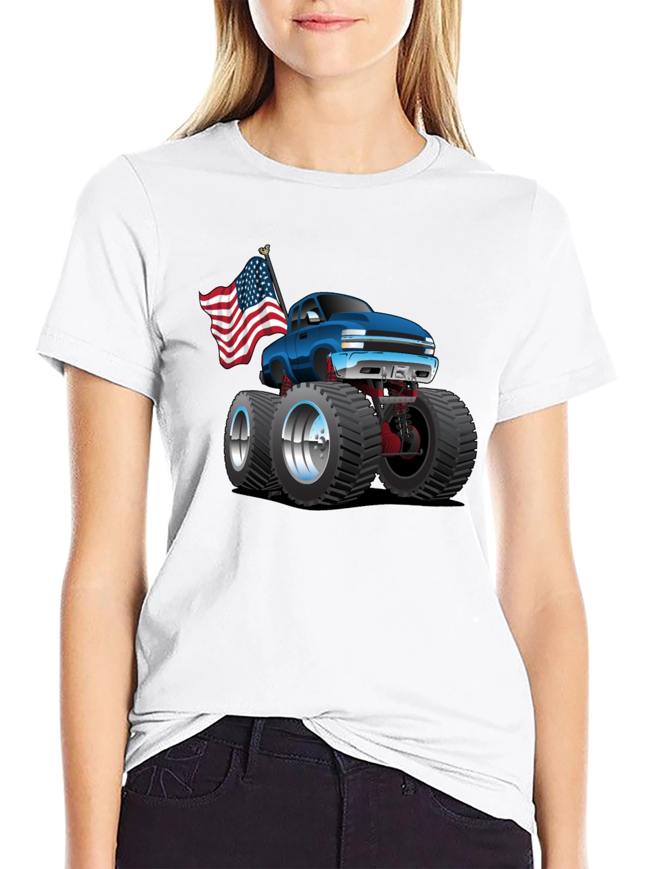 Monster Truck T-Shirt - Patriotic USA Flag Design