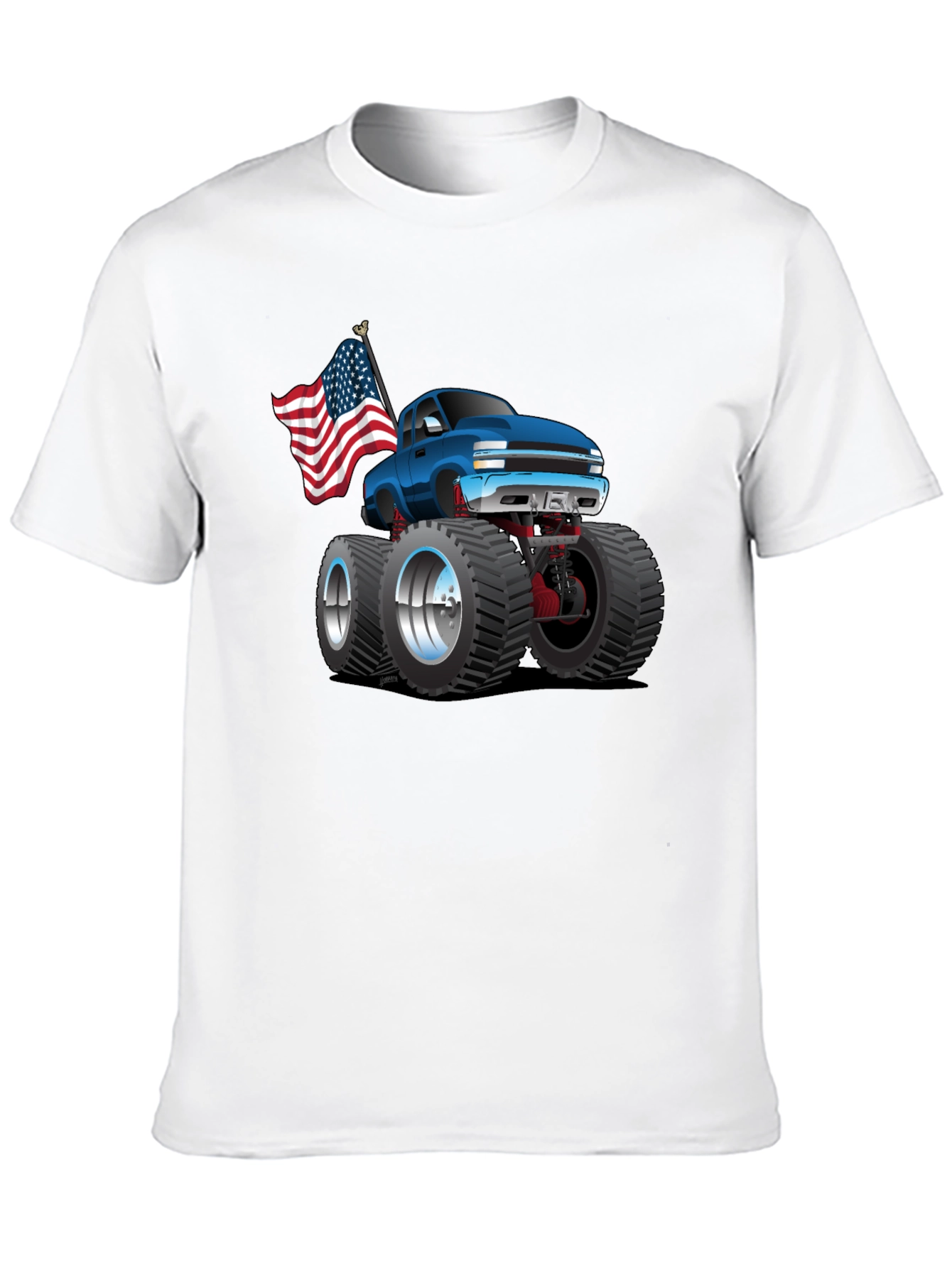 Monster Truck T-Shirt - Patriotic USA Flag Design