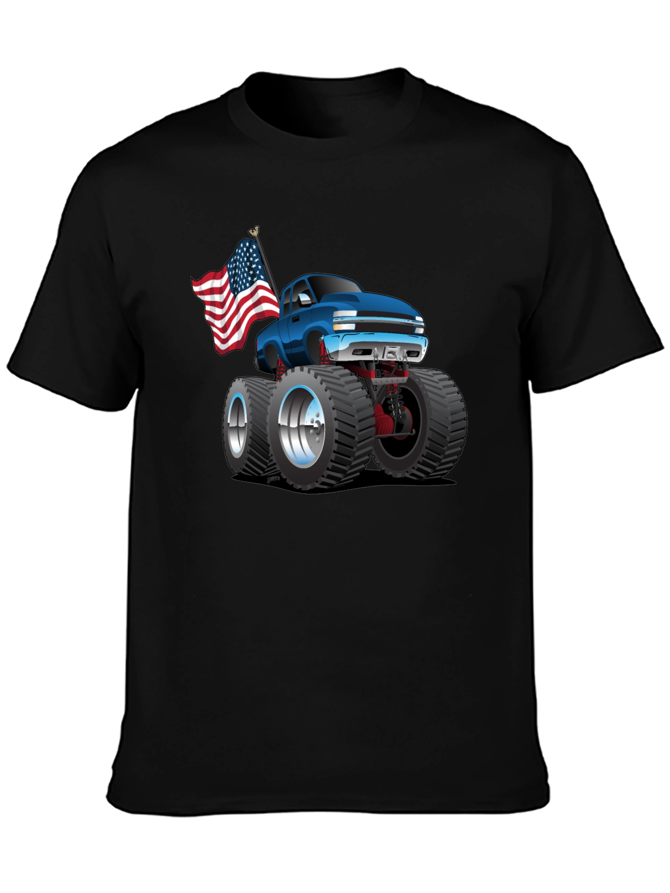Monster Truck T-Shirt - Patriotic USA Flag Design