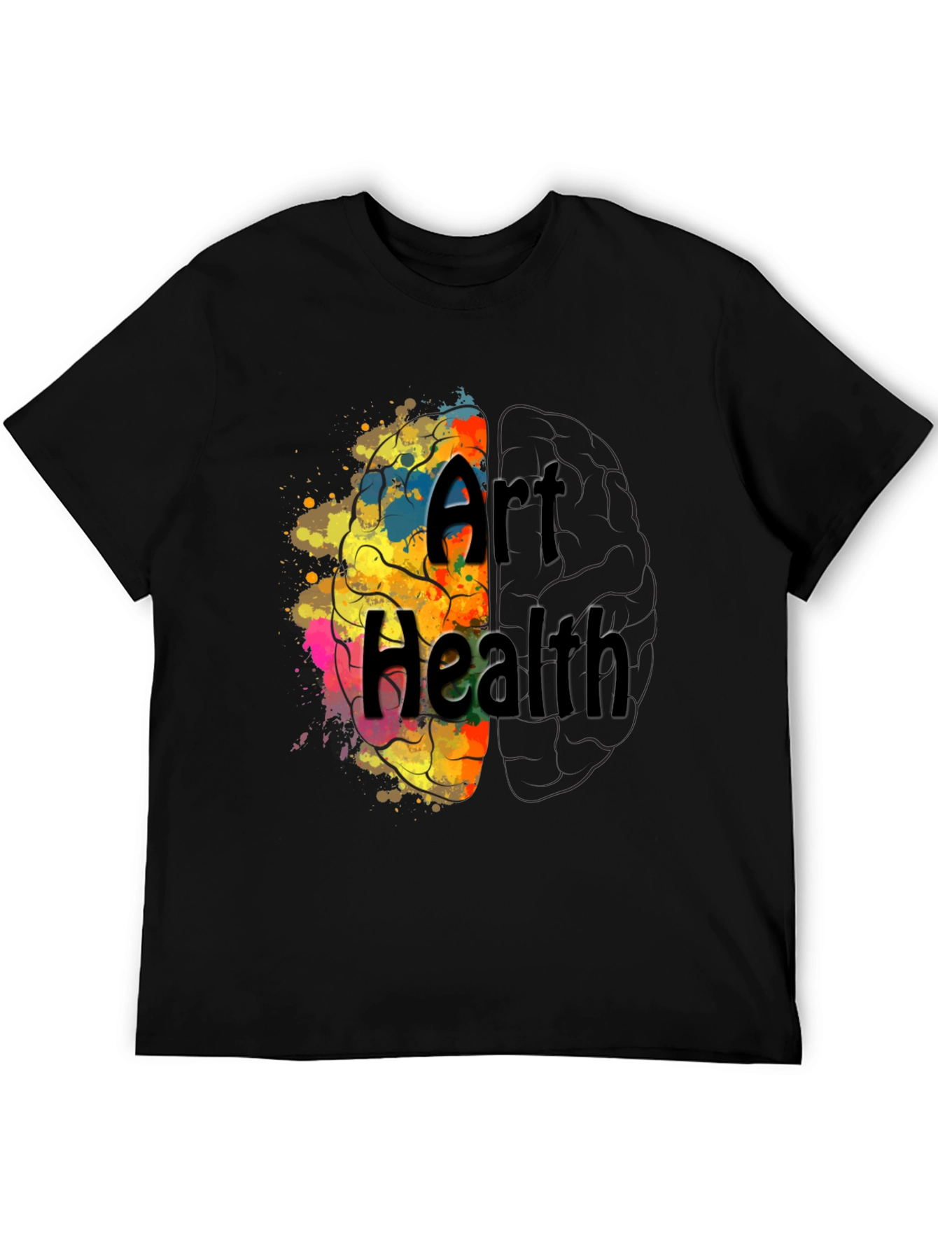 Art Health Brain Graphic T-Shirt - Black