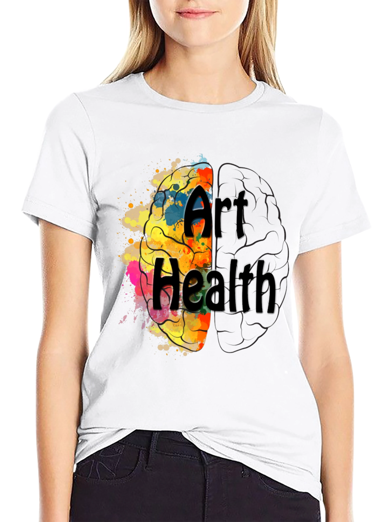 Art Health Brain Graphic T-Shirt - Black