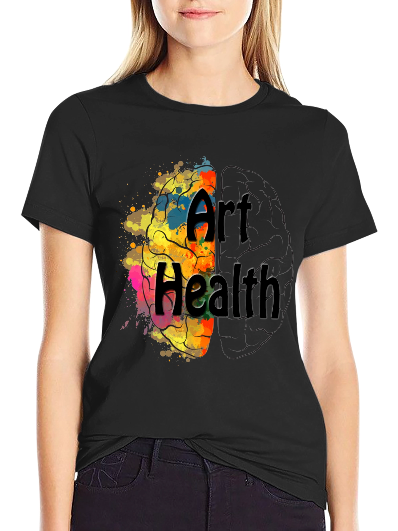 Art Health Brain Graphic T-Shirt - Black