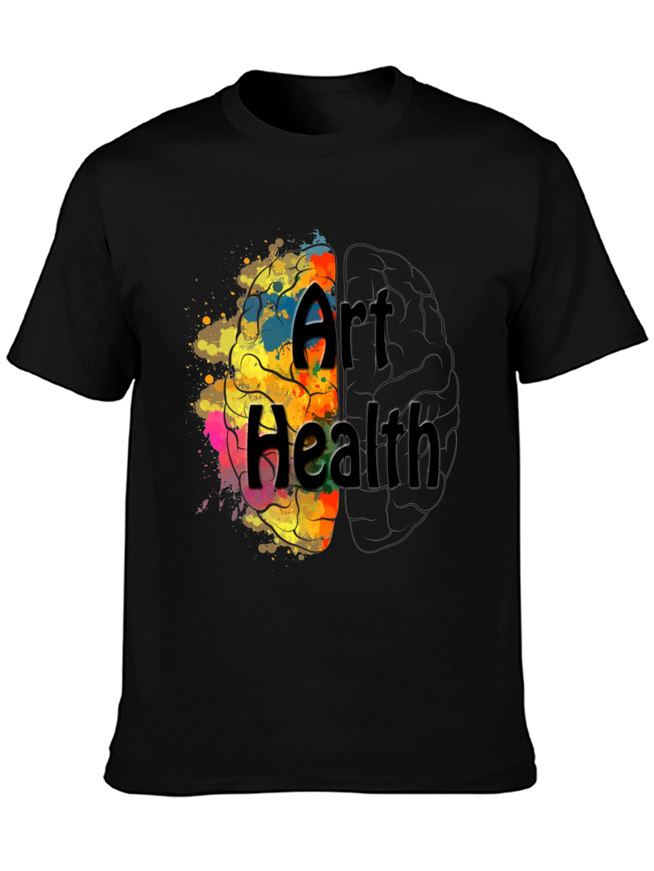 Art Health Brain Graphic T-Shirt - Black