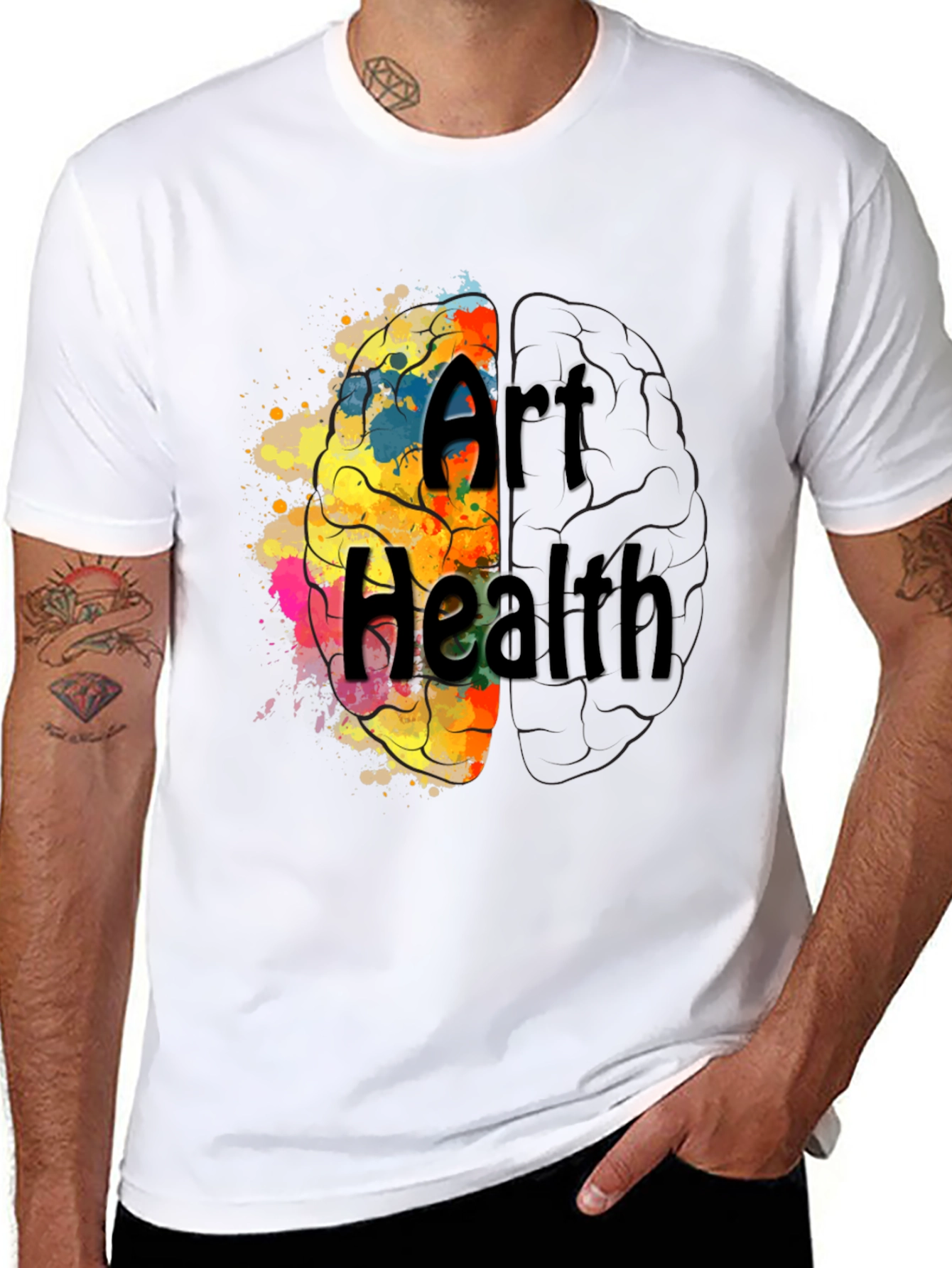 Art Health Brain Graphic T-Shirt - Black