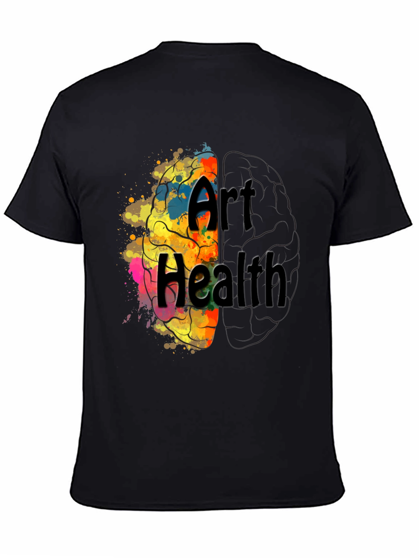 Art Health Brain Graphic T-Shirt - Black