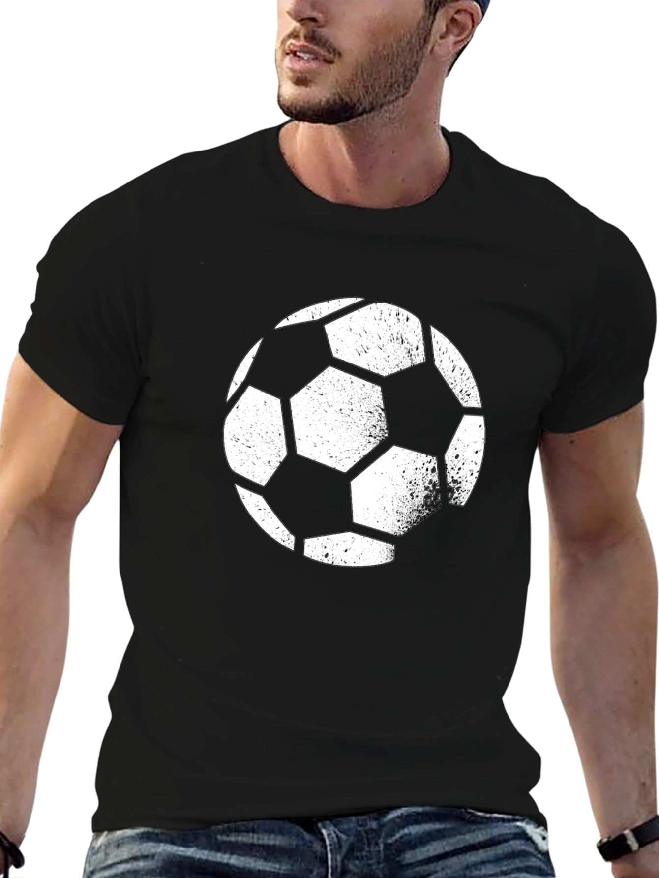 Soccer Ball Graphic Tee - Black Casual Shirt