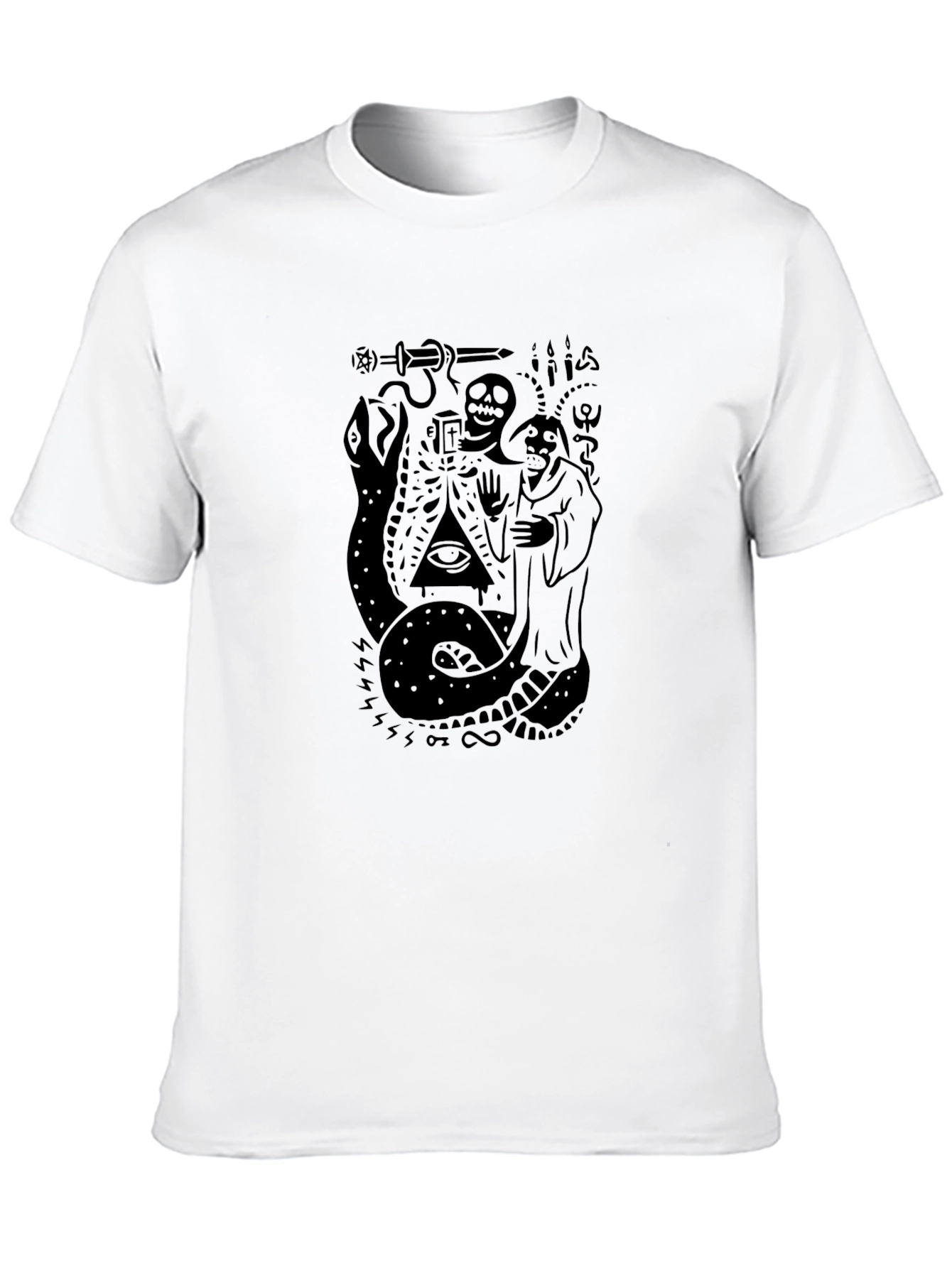 Occult Snake & Skull Graphic Black T-Shirt