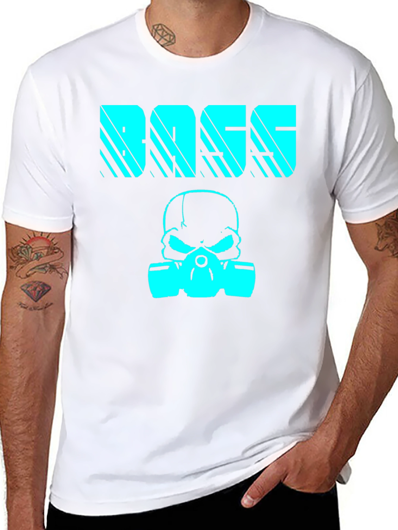 BASS Skull Graphic Print T-Shirt - Black