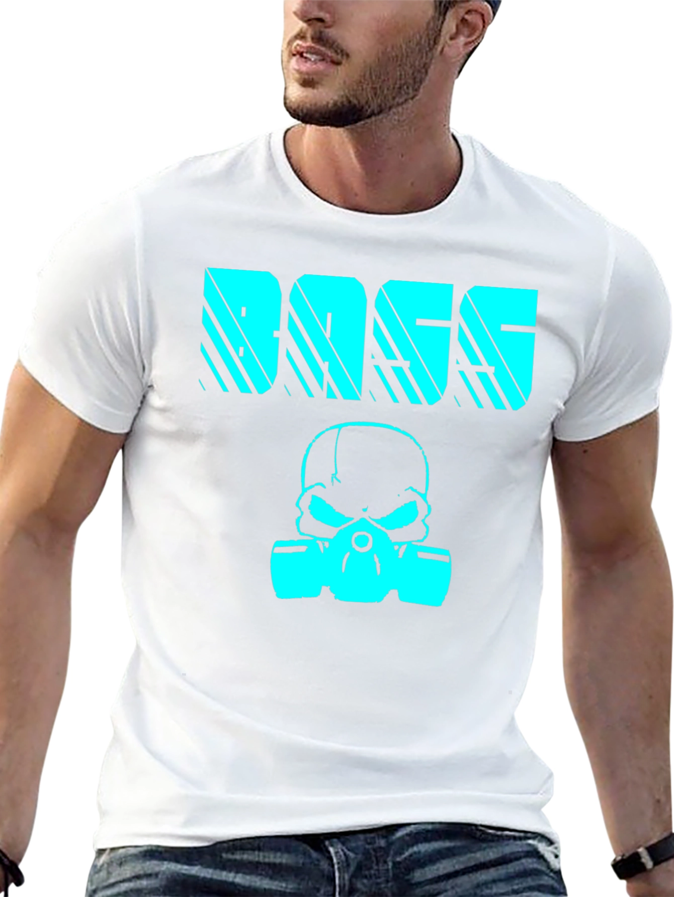 BASS Skull Graphic Print T-Shirt - Black