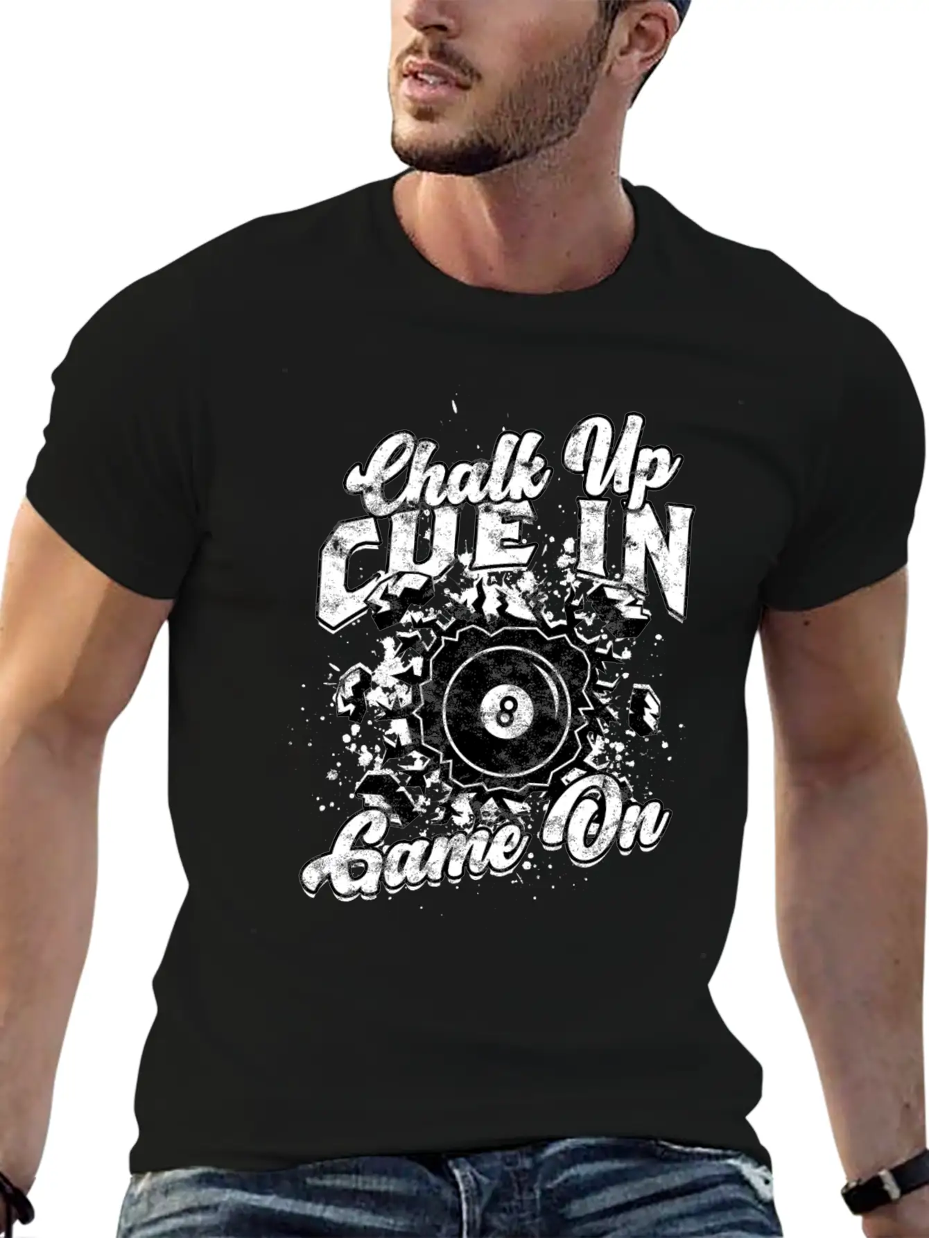 8-Ball Billiards Chalk Up Cue In Game On Comfortable Minimalist Graphic Tee – Summer Style Essential