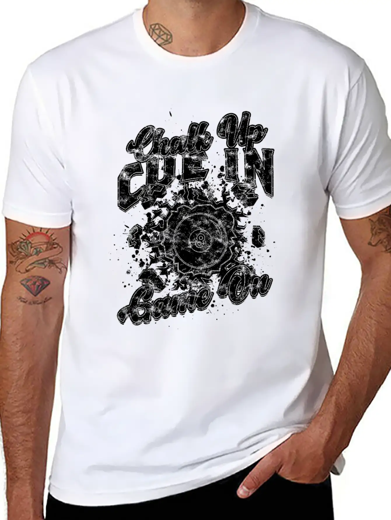 8-Ball Billiards Chalk Up Cue In Game On Comfortable Minimalist Graphic Tee – Summer Style Essential