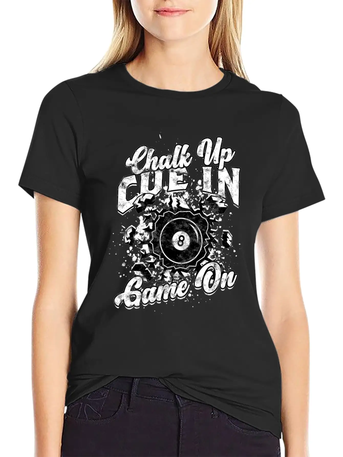 8-Ball Billiards Chalk Up Cue In Game On Comfortable Minimalist Graphic Tee – Summer Style Essential