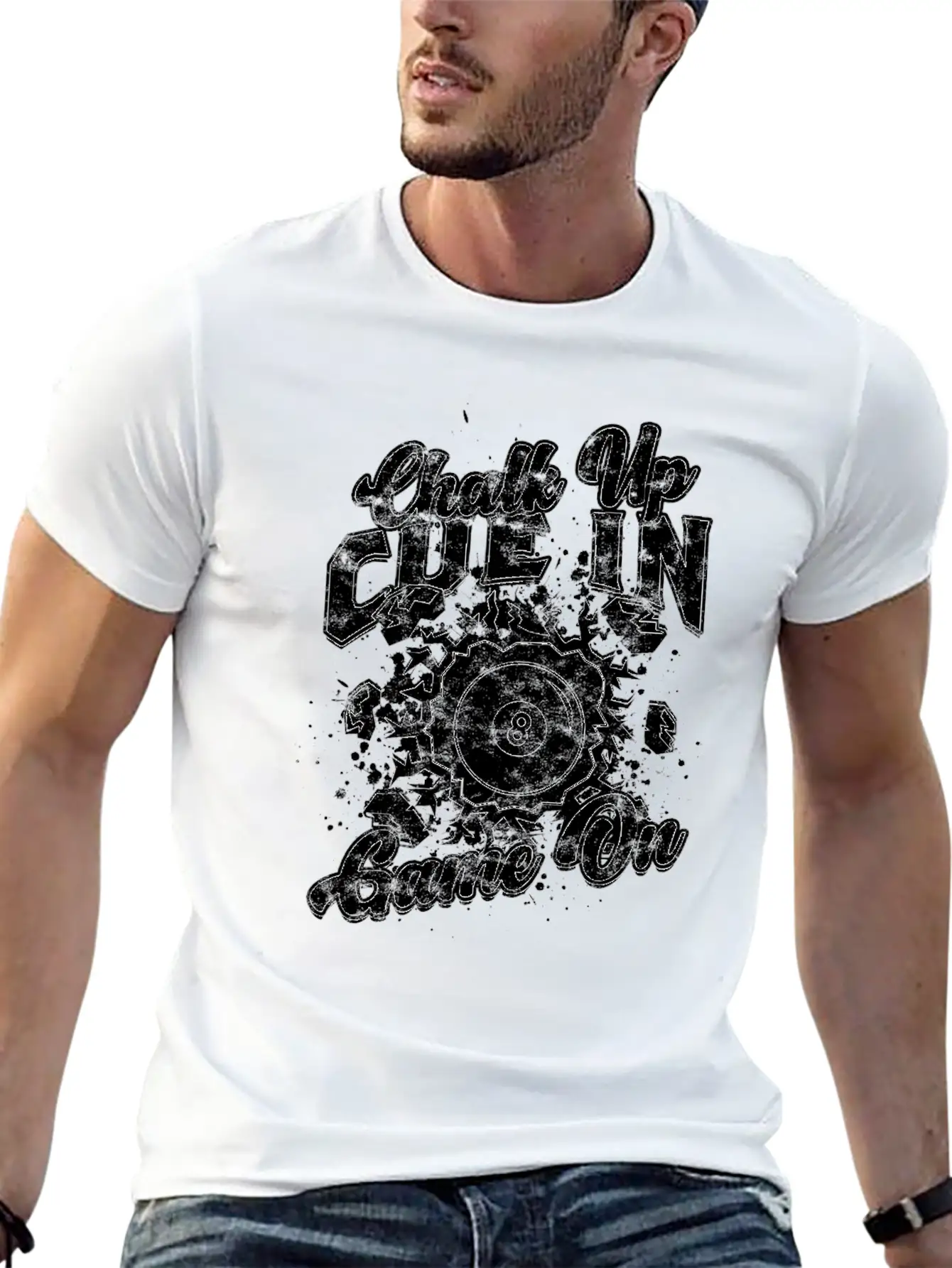 8-Ball Billiards Chalk Up Cue In Game On Comfortable Minimalist Graphic Tee – Summer Style Essential