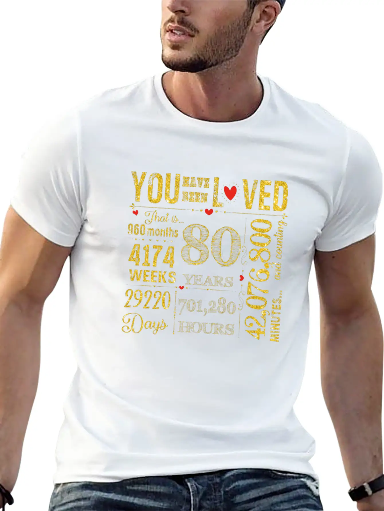 80 Years Old Happy 80th Birthday Stylish Everyday T-Shirt – Unisex Basic Cotton Tee