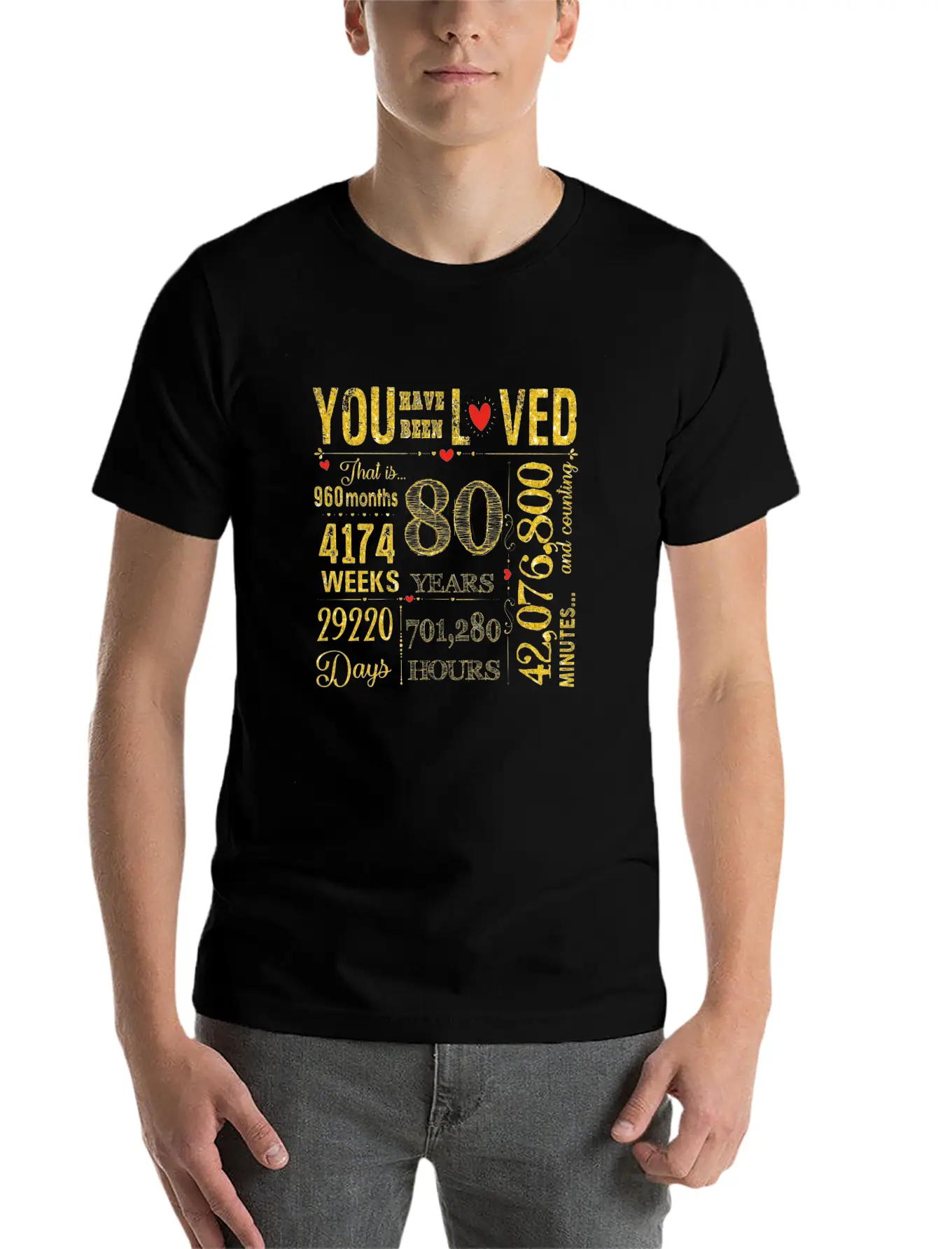 80 Years Old Happy 80th Birthday Stylish Everyday T-Shirt – Unisex Basic Cotton Tee