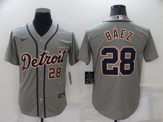 Men's Detroit Tigers Javier Baez #28 Gray Replica Baseball Jerseys