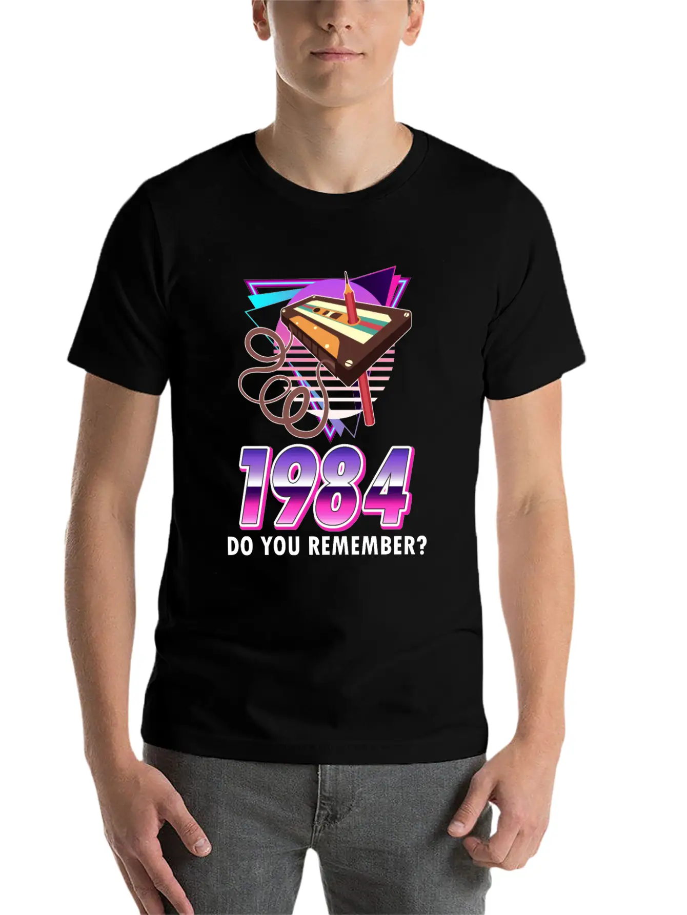 80s Retro Costume Outfit Mottoparty Gift Unisex Short Sleeve Soft Cotton T-Shirt – Casual Everyday Wear
