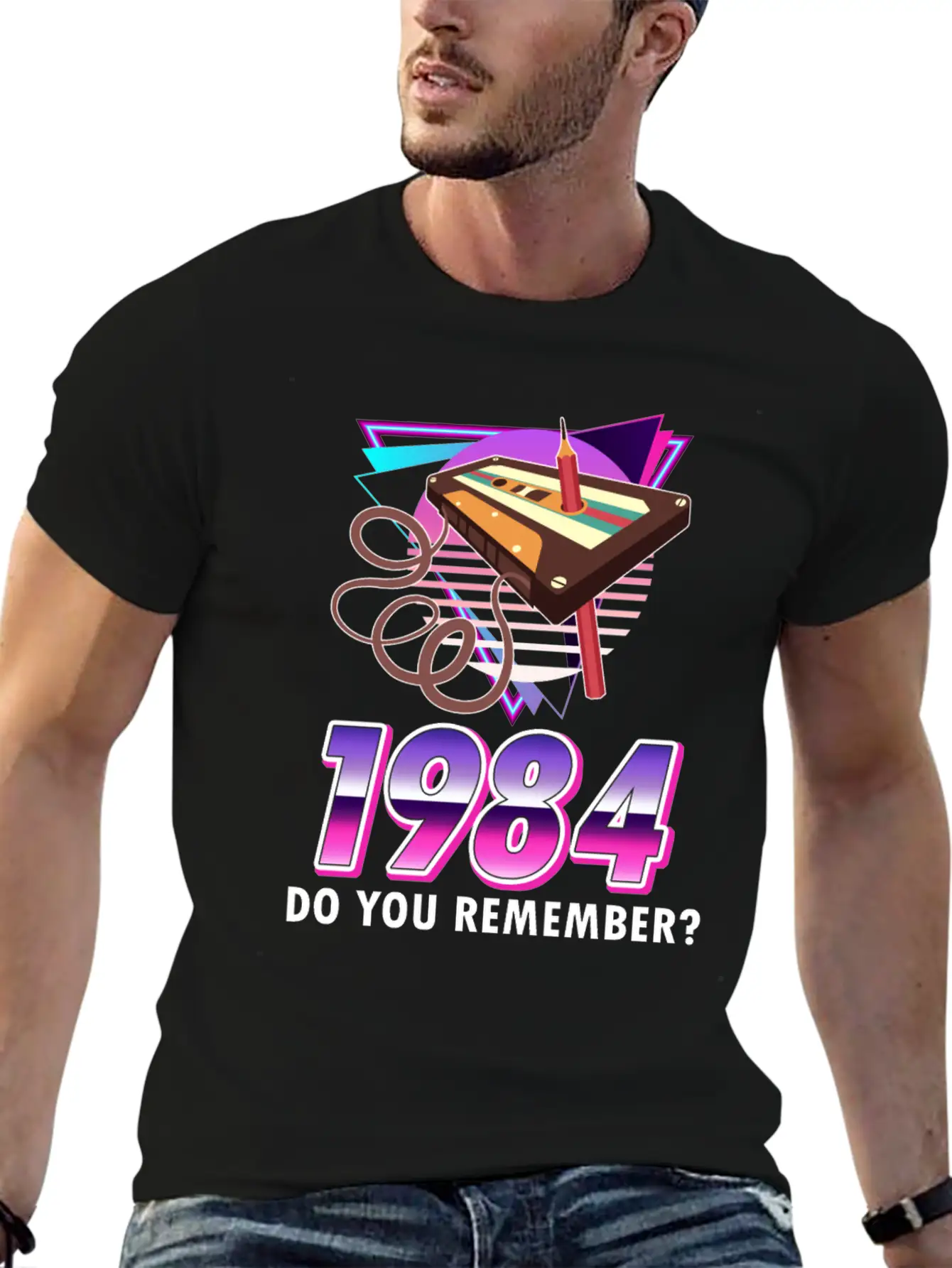 80s Retro Costume Outfit Mottoparty Gift Unisex Short Sleeve Soft Cotton T-Shirt – Casual Everyday Wear
