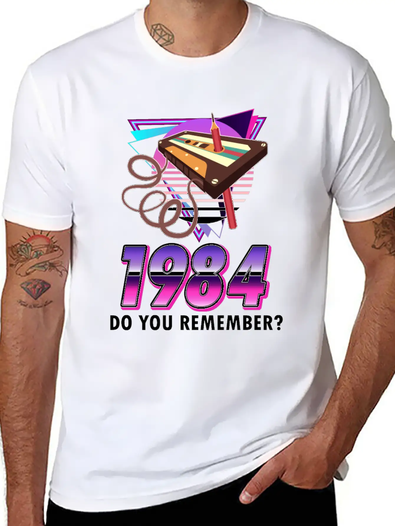 80s Retro Costume Outfit Mottoparty Gift Unisex Short Sleeve Soft Cotton T-Shirt – Casual Everyday Wear