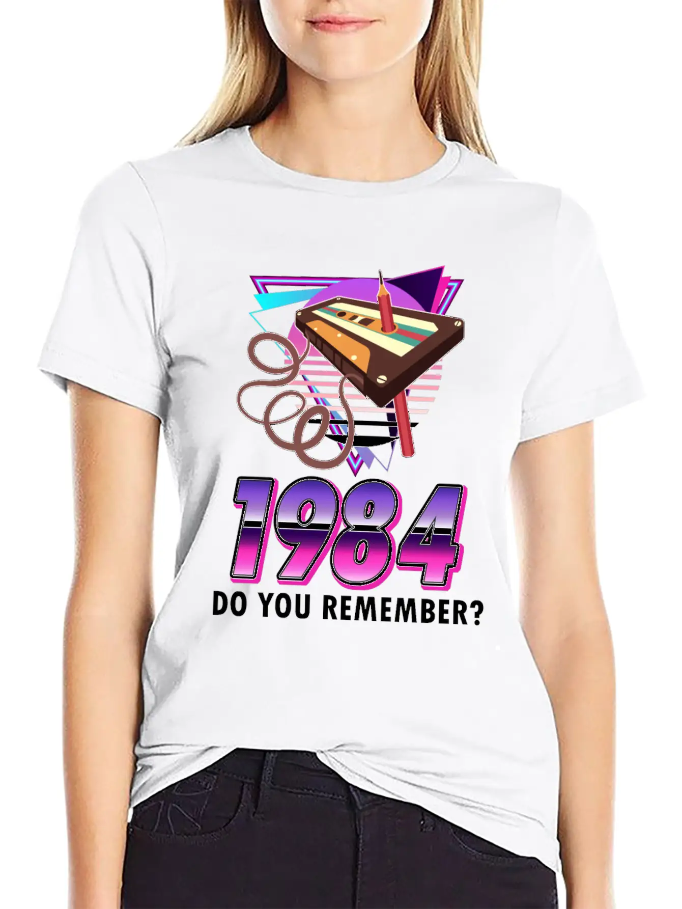 80s Retro Costume Outfit Mottoparty Gift Unisex Short Sleeve Soft Cotton T-Shirt – Casual Everyday Wear