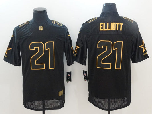 Men's Dallas Cowboys #21 Ezekiel Elliott Black Game Team Jerseys