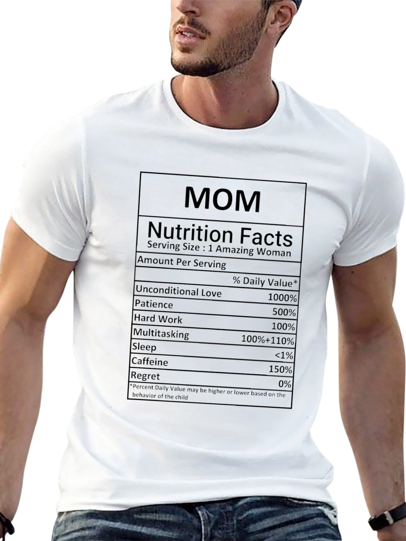 Funny Mom Nutrition Facts Black T-Shirt