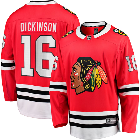 Men's Chicago Blackhawks Jason Dickinson #16 Red Home Breakaway Jerseys