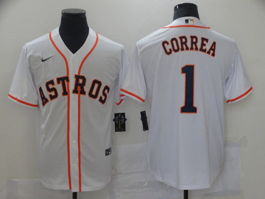 Men's Houston Astros Carlos Correa #1 White Replica Baseball Jerseys