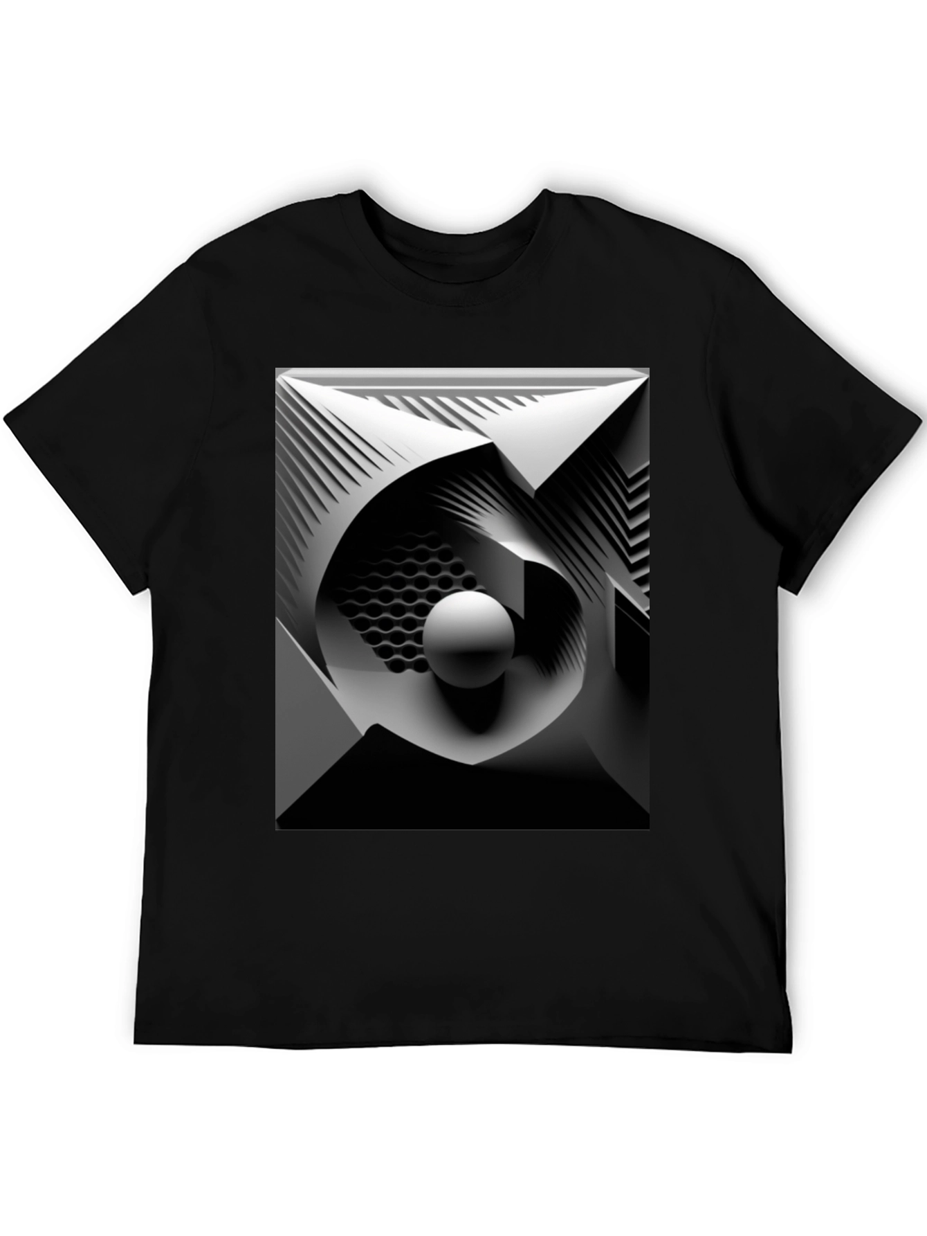 Abstract Geometric Art Black T-Shirt