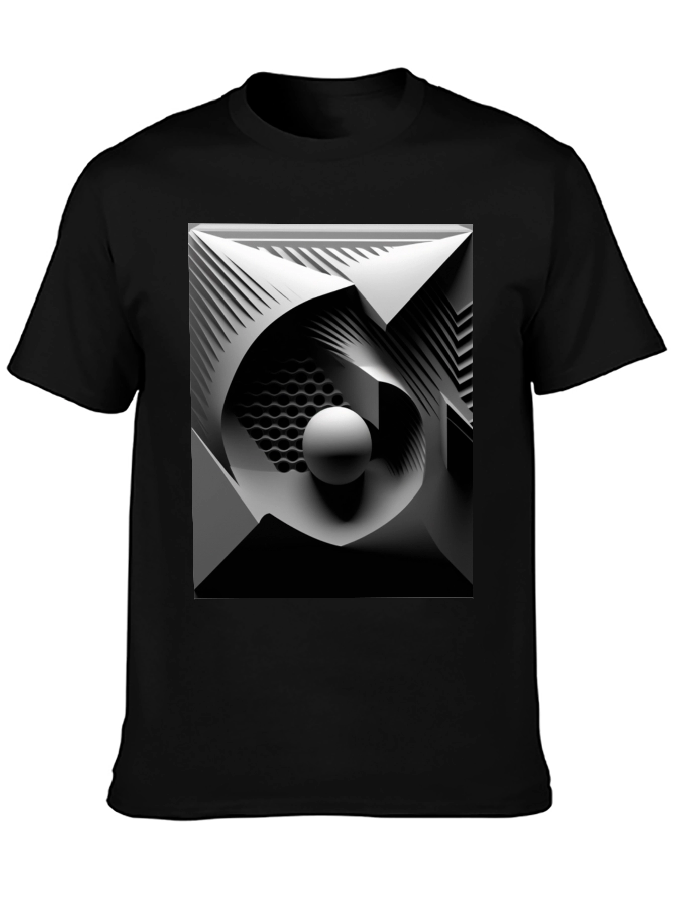 Abstract Geometric Art Black T-Shirt