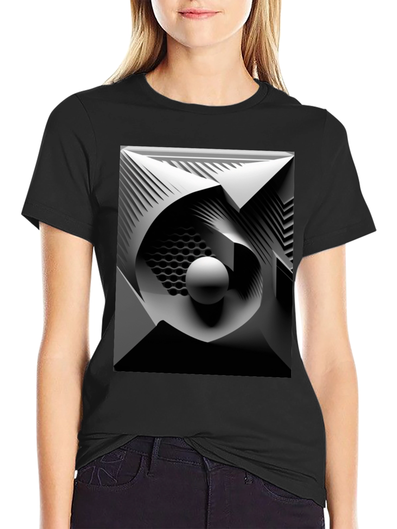 Abstract Geometric Art Black T-Shirt