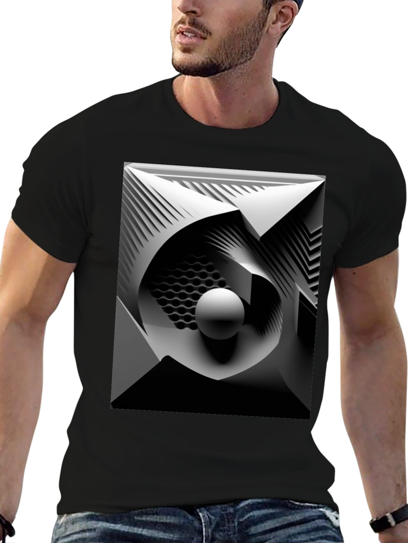 Abstract Geometric Art Black T-Shirt