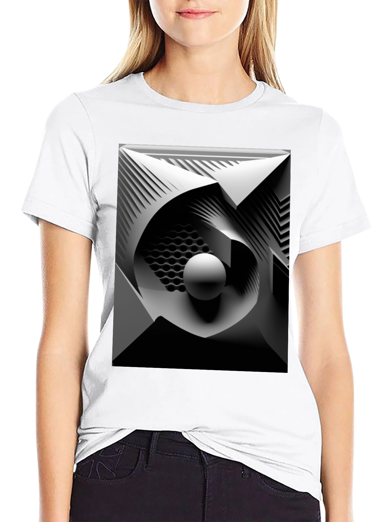 Abstract Geometric Art Black T-Shirt