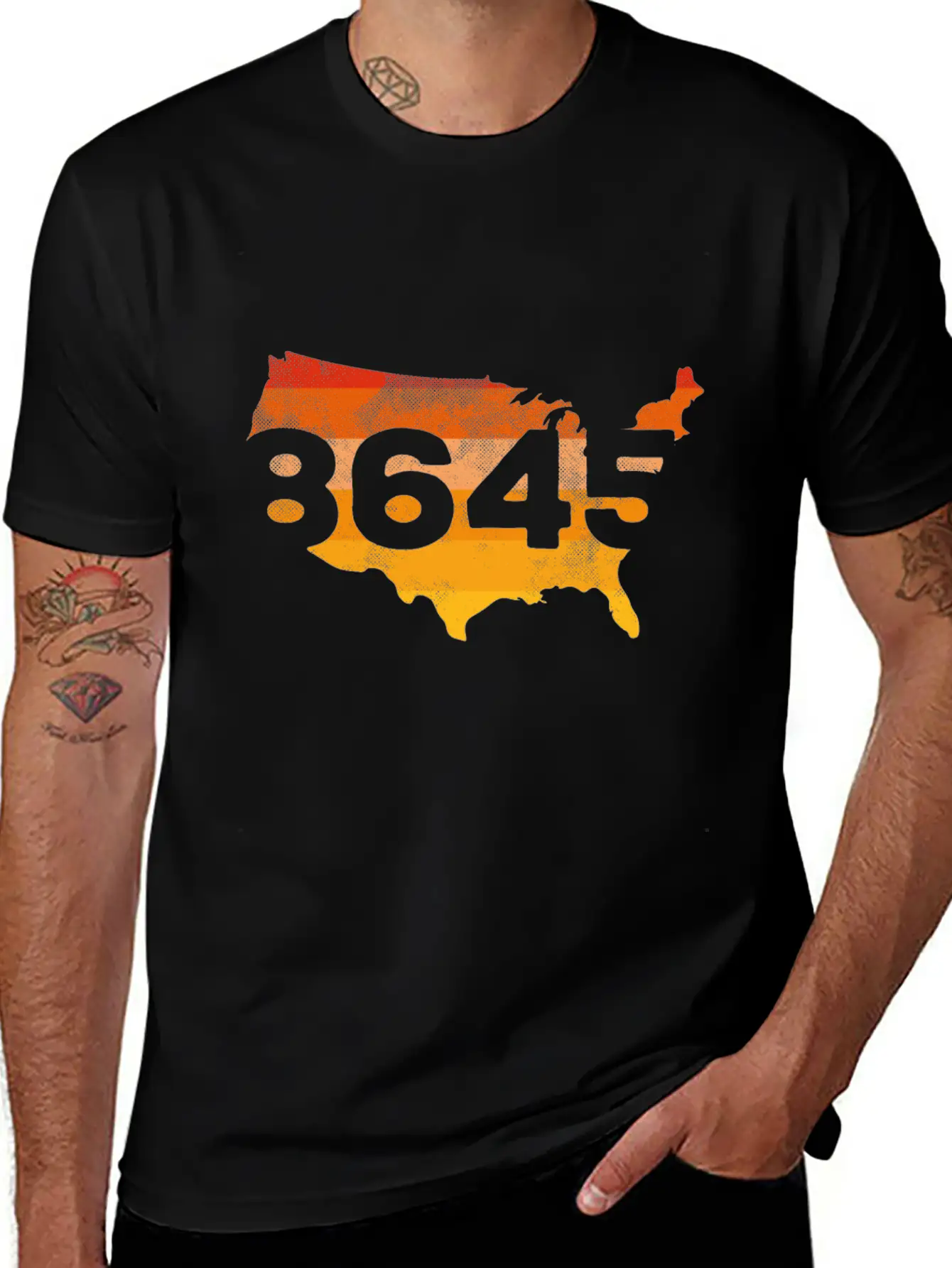 8645 USA Map Vintage Unisex Short Sleeve Soft Cotton T-Shirt – Casual Everyday Wear