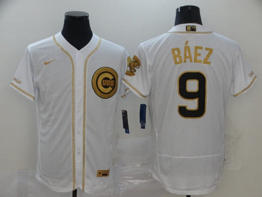 Men's Chicago Cubs Javier Baez #9 White Alternate Game Jerseys