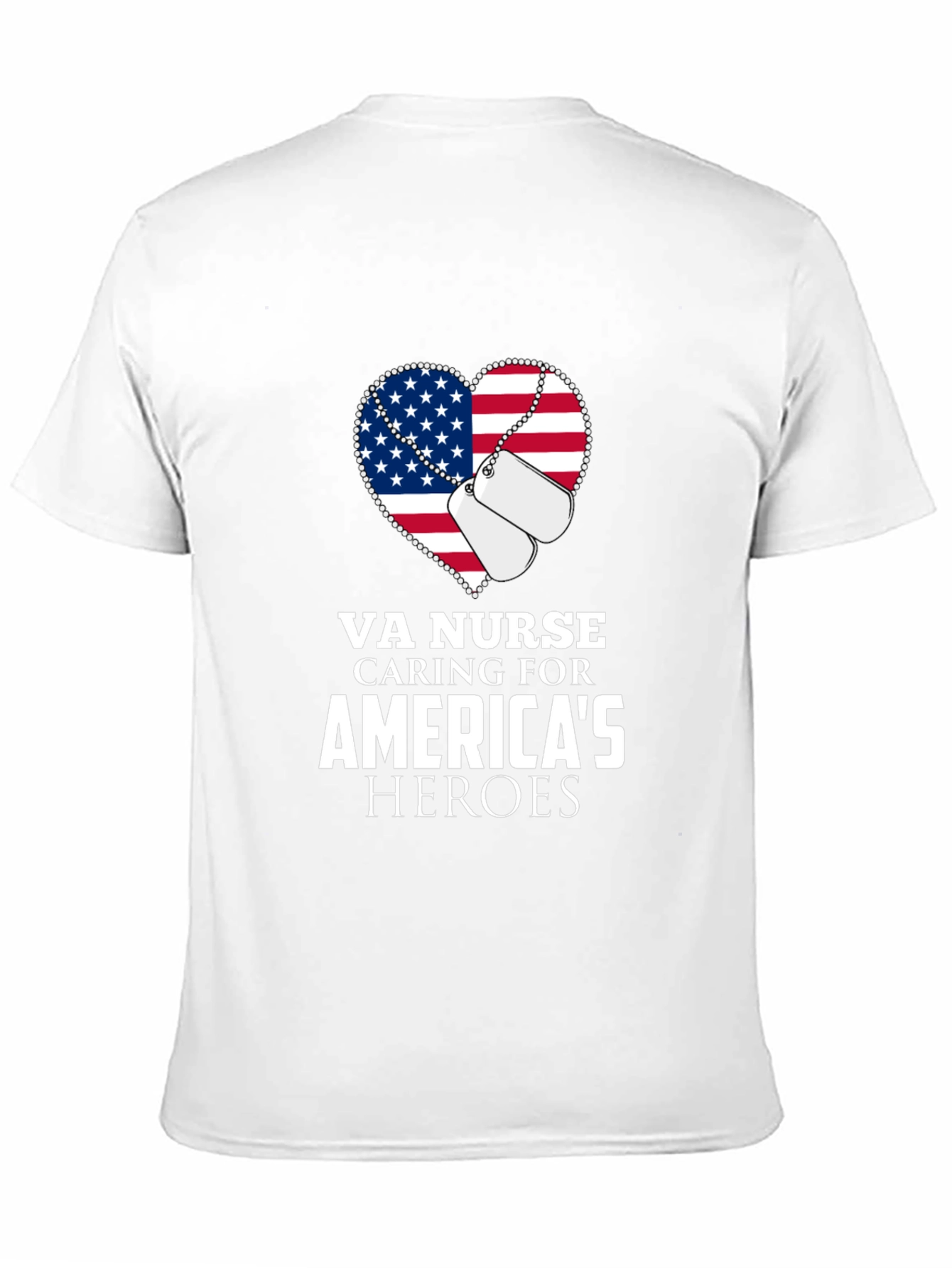 VA Nurse American Flag Heart T-Shirt